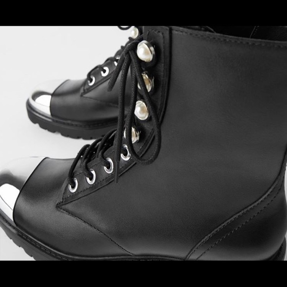 zara pearls boots
